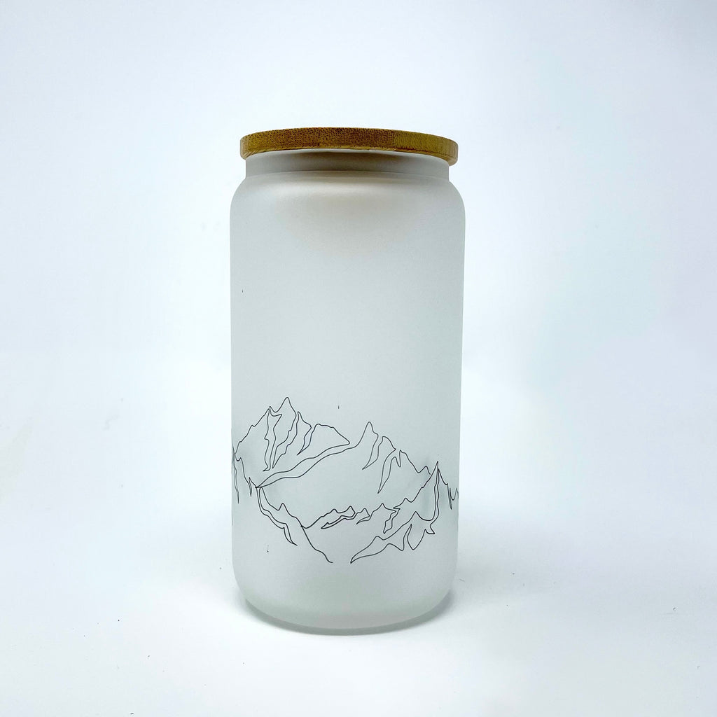 Mountain line art Frosted Mug