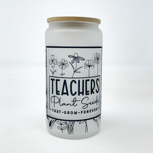 Floral Teacher Frosted Cup