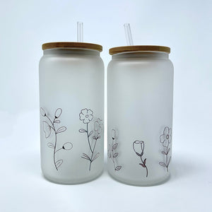 Floral line art Frosted Mug